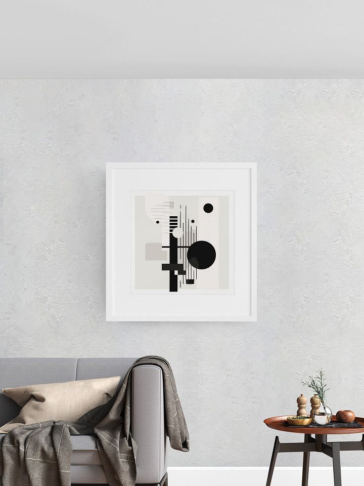 Abstract Geometric Black and White Art Poster, Modern Minimalist Shapes Print, Contemporary Monochrome Wall Art for Home Decor product image (1)