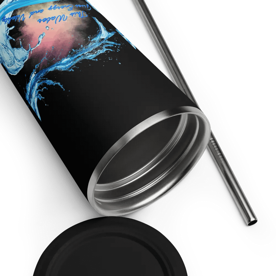 Insulated Tumbler with straw with beautiful swirly  water drop splash and drops design, featuring This water gives energy and vitality product image (12)