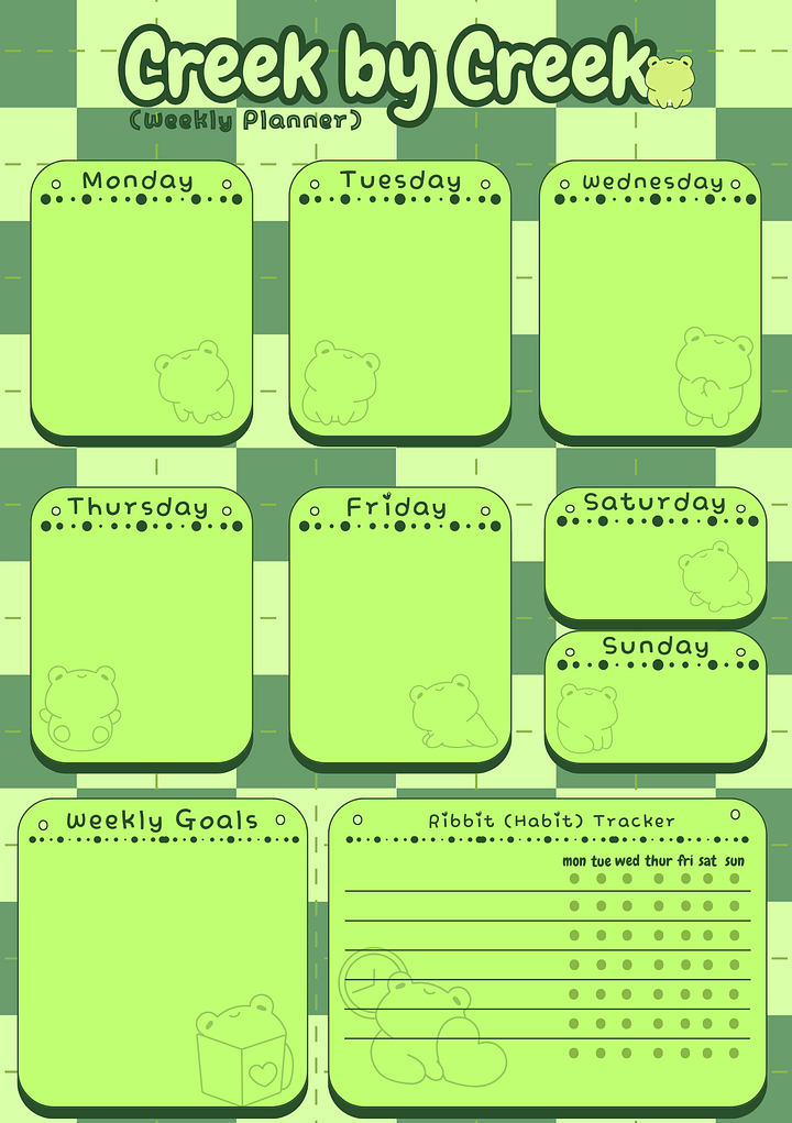 April's Planner Design - Frog Daily, Weekly, and Monthly Planner Sheets (A5 Size) product image (2)