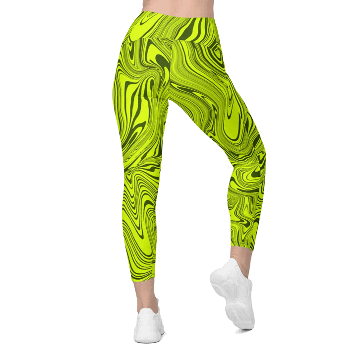 Leggings with Pockets - Abstract Yellow Swirls product image (2)
