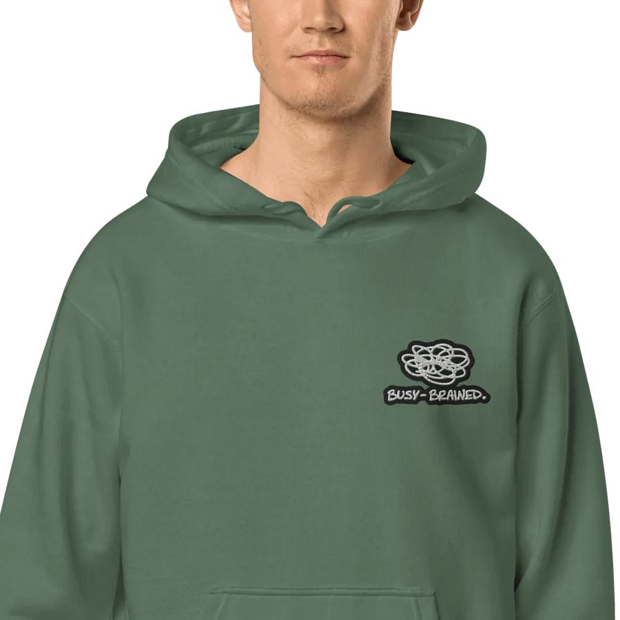 BUSY-BRAINED (L.C. bubble design 2) embroidered pigment hoodie product image (12)