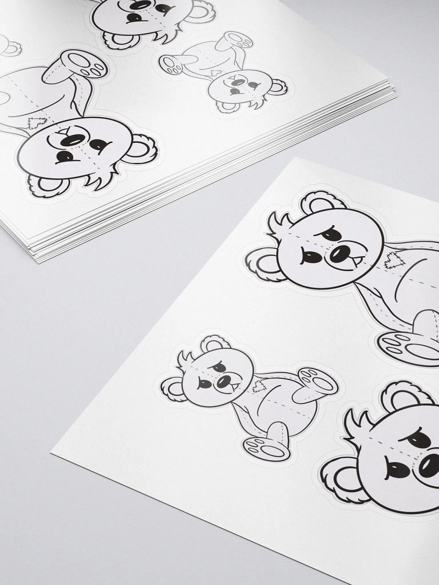 Anxious Teddy B&W Stickers product image (5)