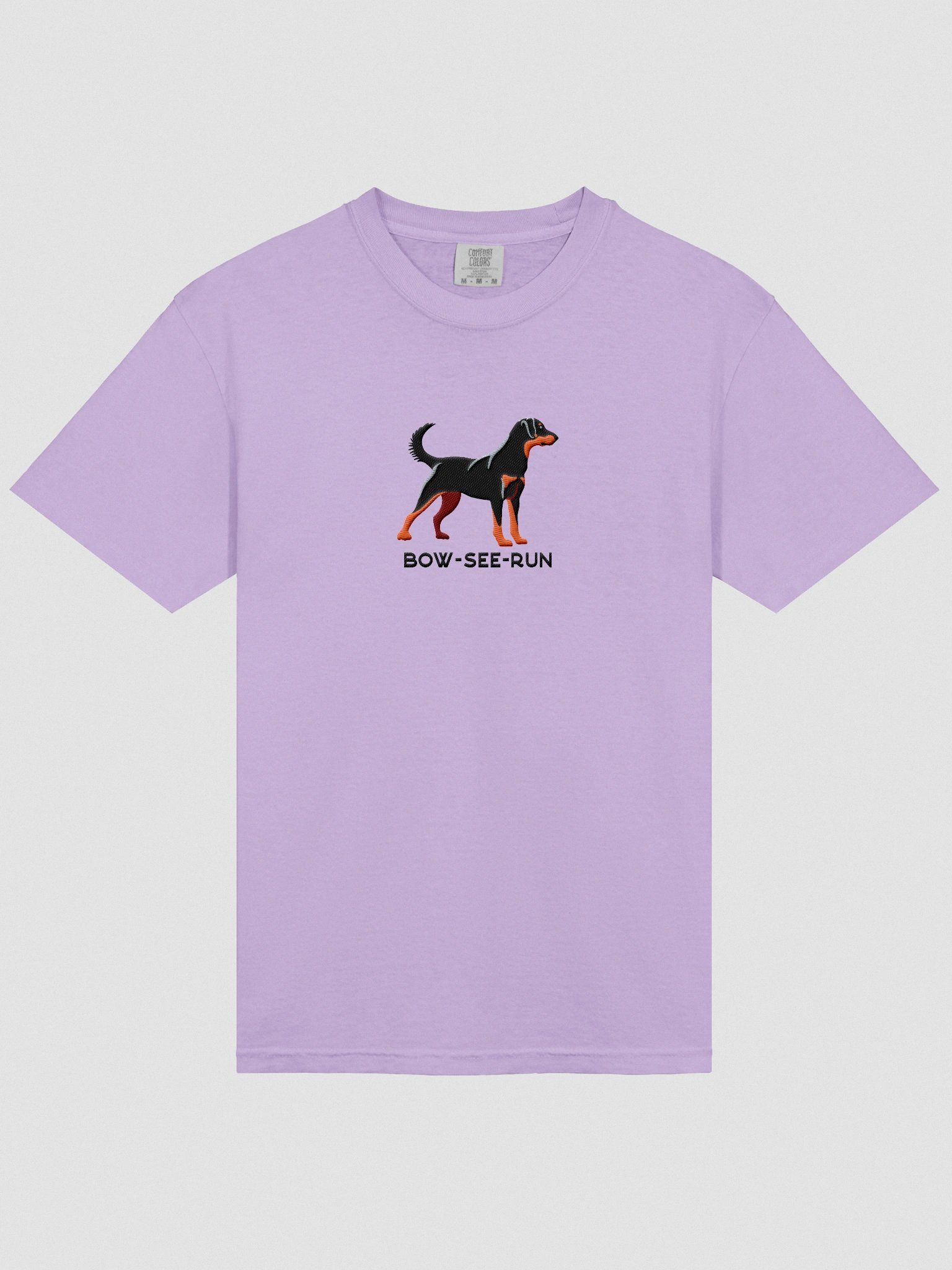 Bow-See-Run T-Shirt(Embroidered) of a Beauceron(Black & Tan) product image (6)