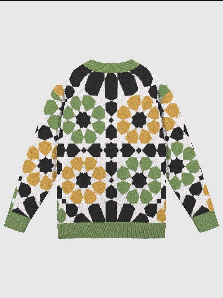 White Green Alhambra Mosaic Tile Knitted Classic Cardigan product image (6)