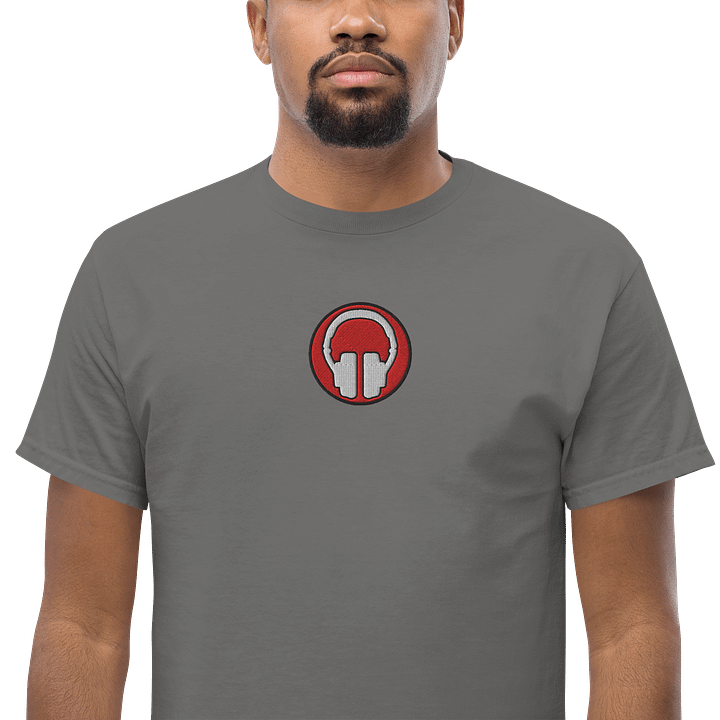 Front & Centre Headphones Embroidered Print Gildan Heavyweight T-Shirt product image (5)