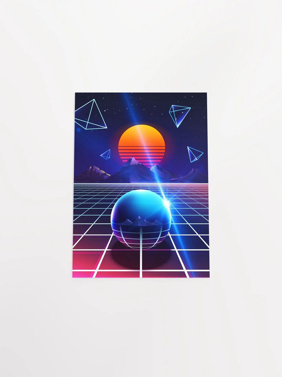 Neon sunset, mountains and sphere [synthwave/vaporwave/cyberpunk] — aesthetic art print product image (9)