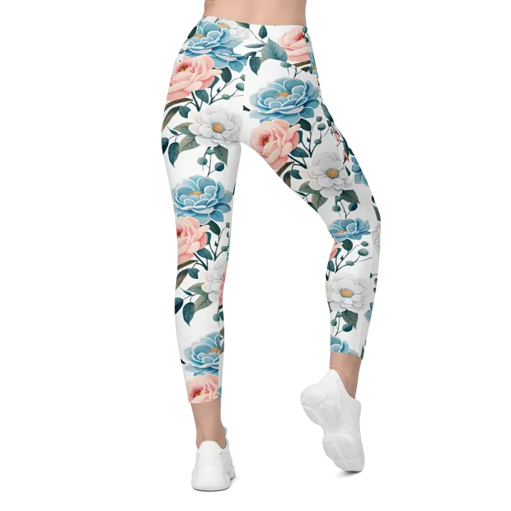 Floral Fusion Crossover Leggings with Pockets product image (2)