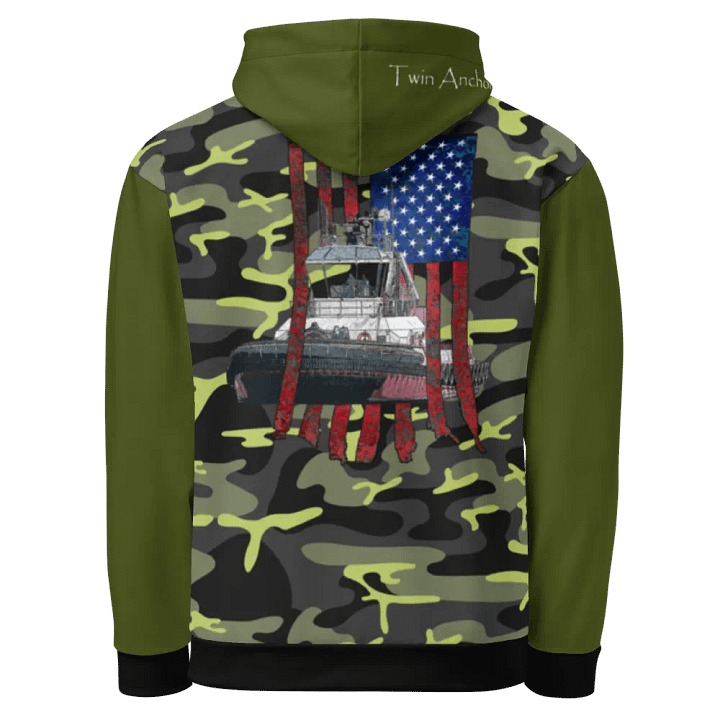 Green & Camouflage Athena Tug CE Flage Hoodie product image (1)