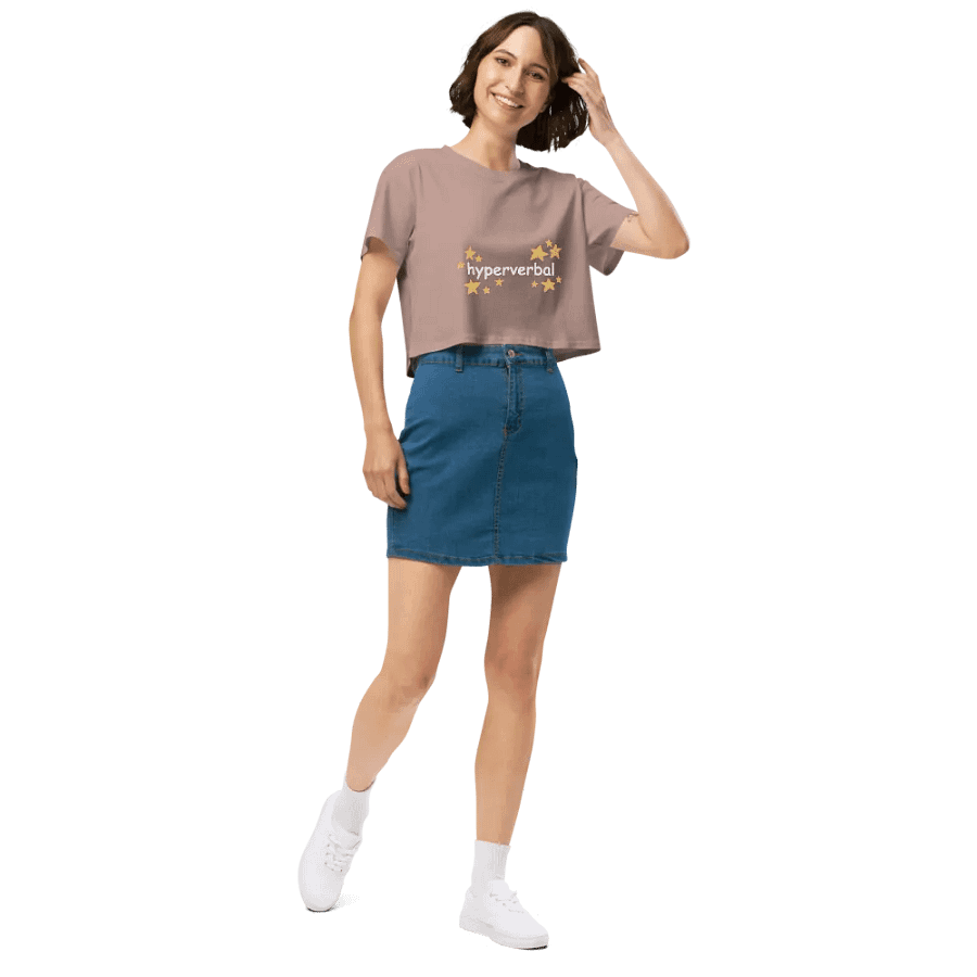 hyperverbal (comic sans with stars) printed crop top product image (47)