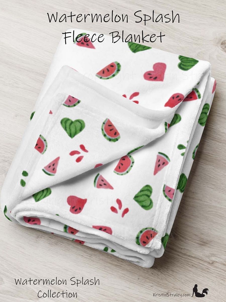 Watermelons and Hearts Fleece Throw Blanket product image (1)