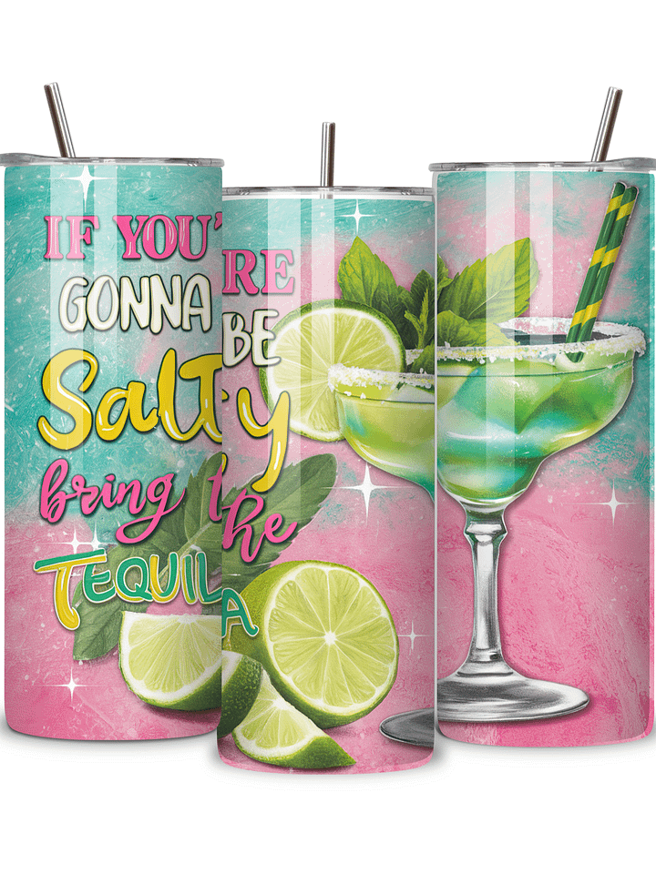 Tequila Vibes 20oz Skinny Tumbler with Metal Straw, Double-Walled Insulated Stainless Steel Tumbler for Hot & Cold Drinks product image (2)