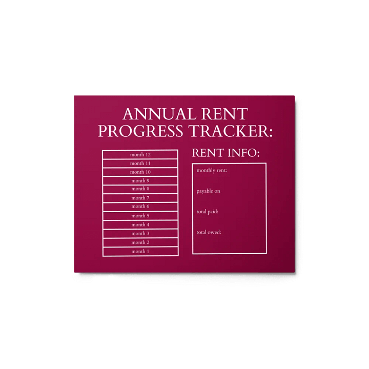 HIGHFALUTIN ANNUAL RENT TRACKER (white design 7) product image (1)