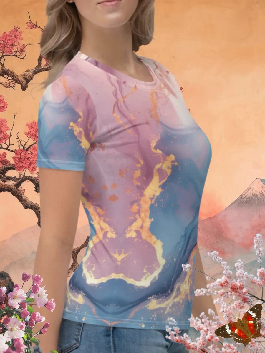 Pink & Blue Marble Print T-Shirt product image (3)