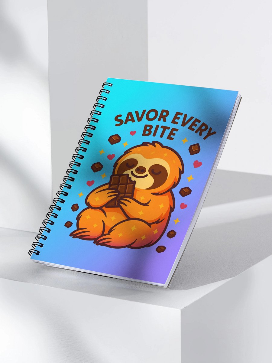 Savor Every Bite – Funny Chocolate Sloth Notebook | Sloths Having Snacks Collection product image (3)