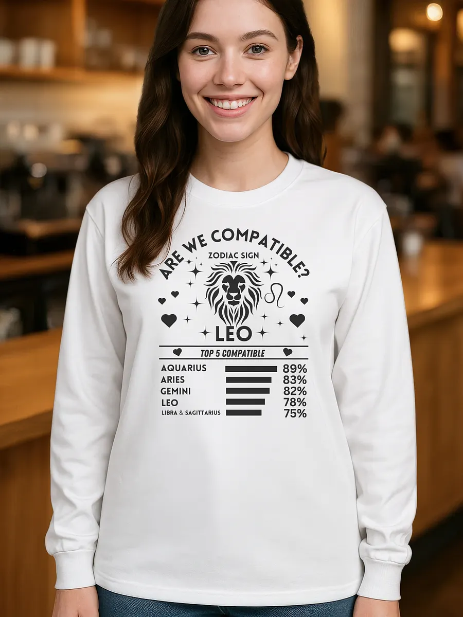 Leo Zodiac Sign Romantic Compatibility - Gildan Ultra Cotton Unisex Long Sleeve T-Shirt - Light Colors product image (1)