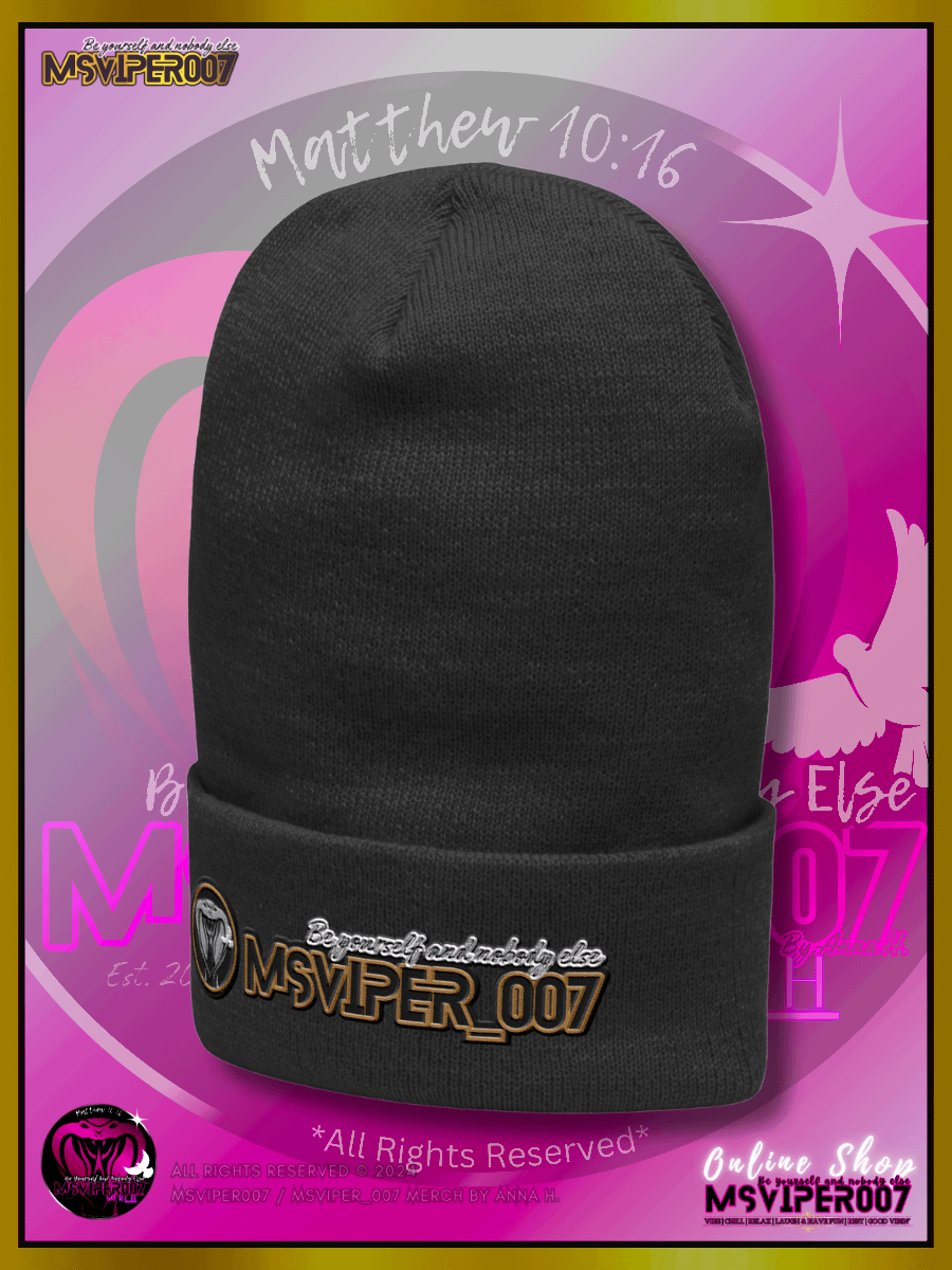 Cuffed Beanie [ Embroidered Design(s) ] - "MsViper_007™ Brand [gld-yllw/blk/V1] - Support&Sport" Stylish Beanie by Anna H. product image (2)