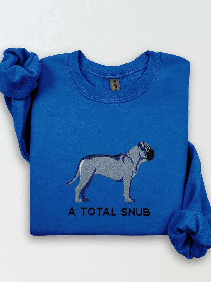 A Total Snub Sweatshirt (Embroidered) of an English Mastiff(Blue) product image (1)