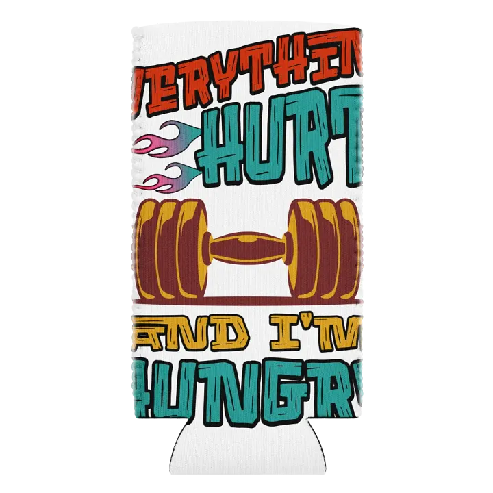 Everything Hurts And Im Hungry Weightlifting Flame & Kettlebell Can Cooler product image (2)