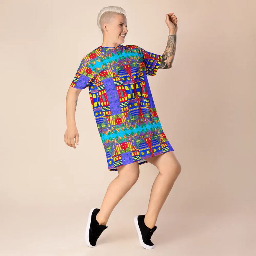 Abstract Playful Houses #2 Ladies T Shirt Dress product image (3)