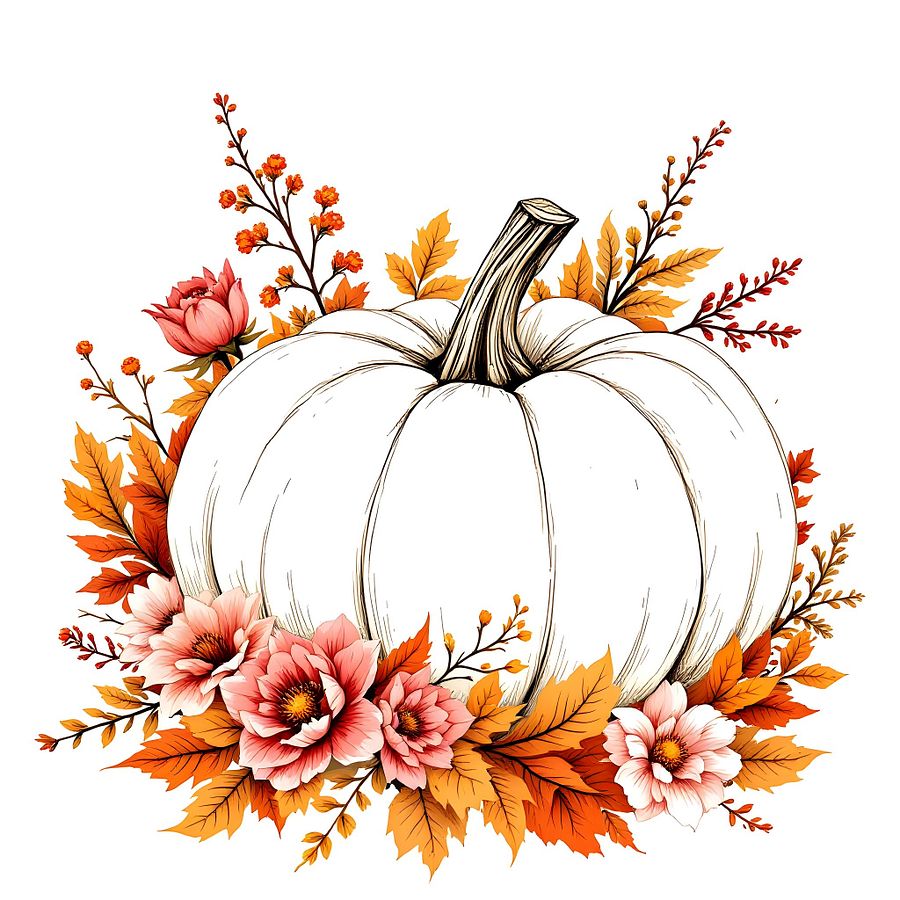 18 White Floral Pumpkin Clipart for Autumn Crafts and Decor - Digital Download Collection for Scrapbooking, Invitations, and More product image (6)