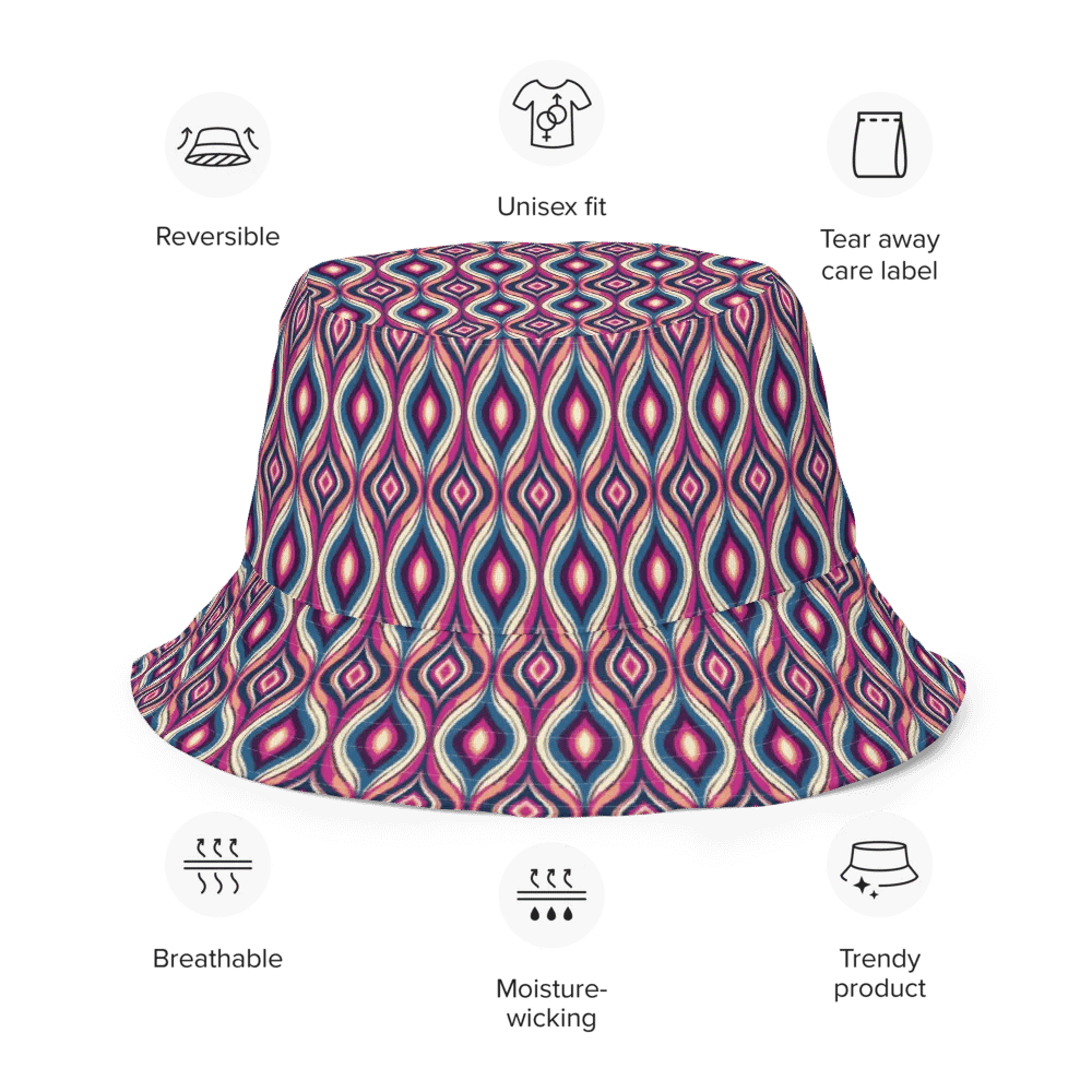 Peacock Pattern Fuchsia Reversible Bucket Hat product image (8)