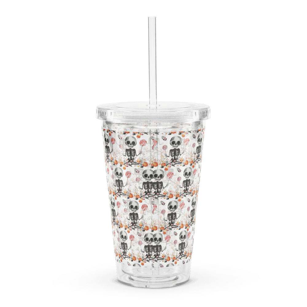 Halloween Happy Skeleton & Sweets Clear Tumbler product image (2)