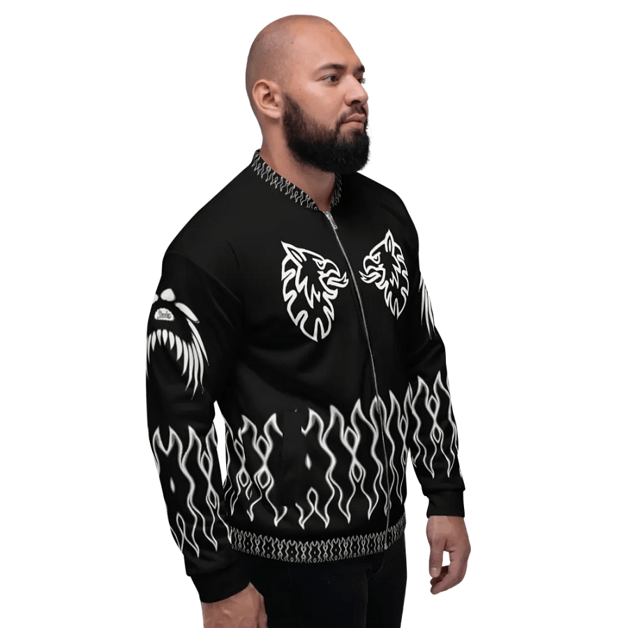 All-Over Print Bomber Jacket by Sublicolor 144 Black and White/Gripen product image (5)