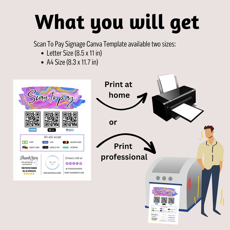 Unicorn - Scan To Pay QR Code Sign Template product image (3)