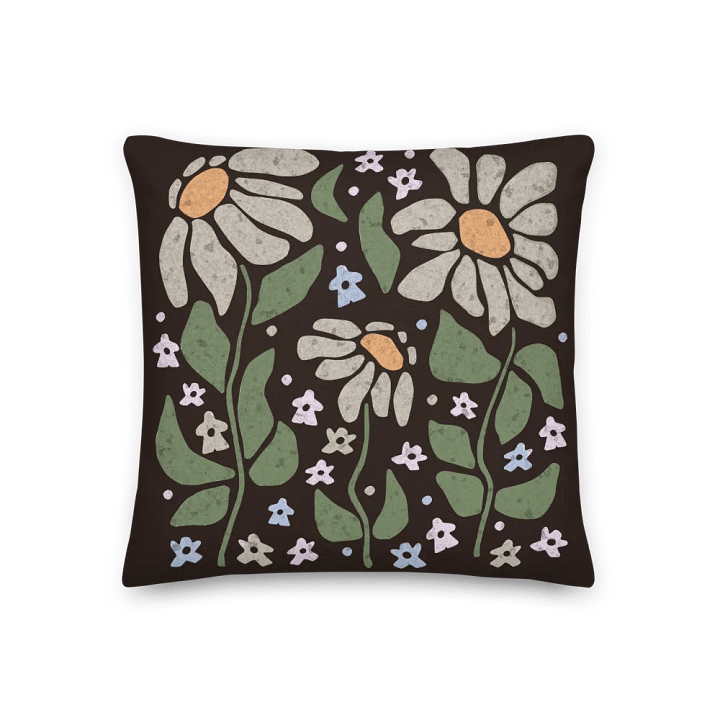 Pastel Floral Dancing Meeples 18" x 18" Pillow - Brown product image (2)