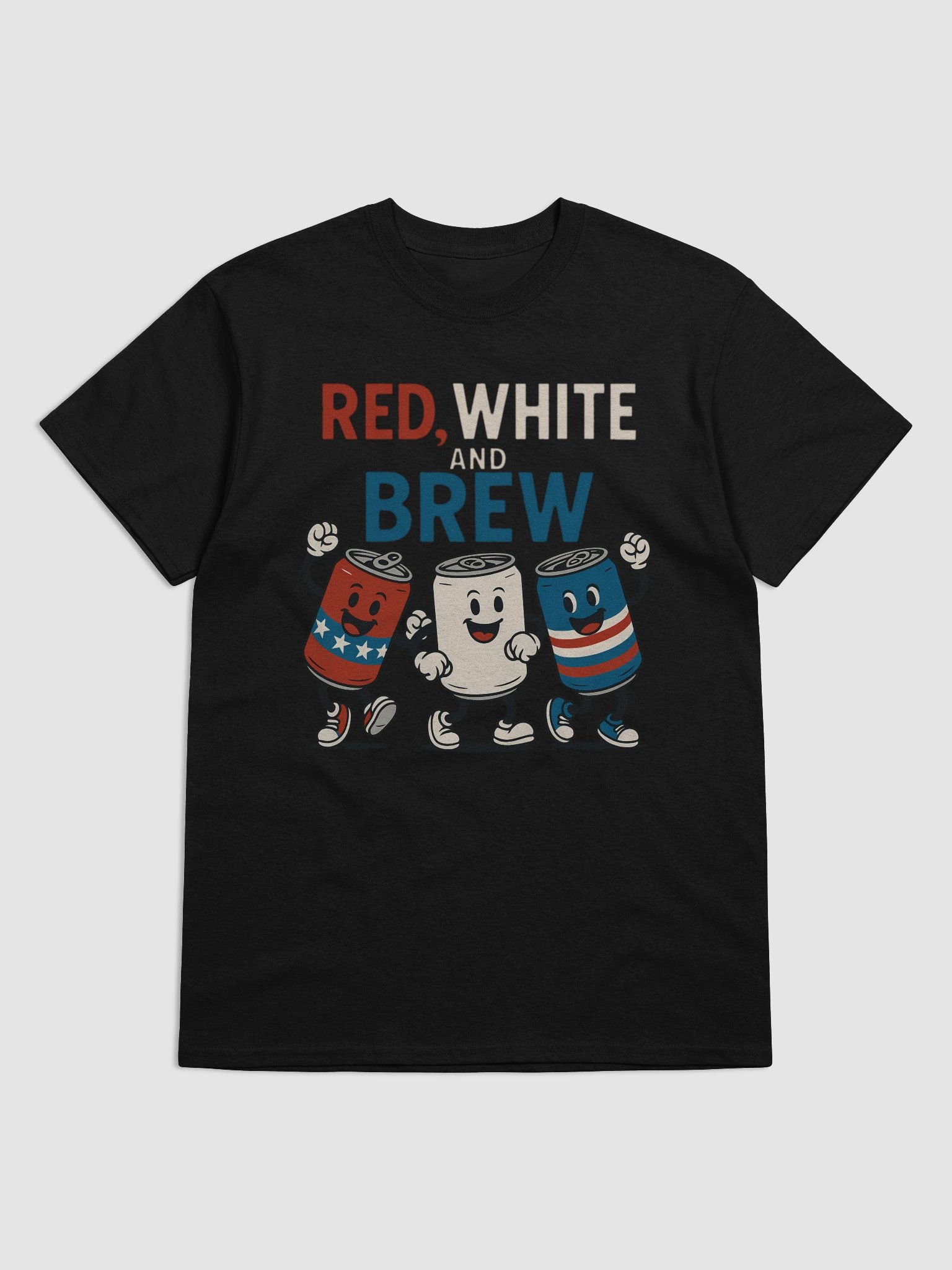 Red White and Brew 4th of July T-Shirt - Patriotic Beer & Soda Cans product image (1)