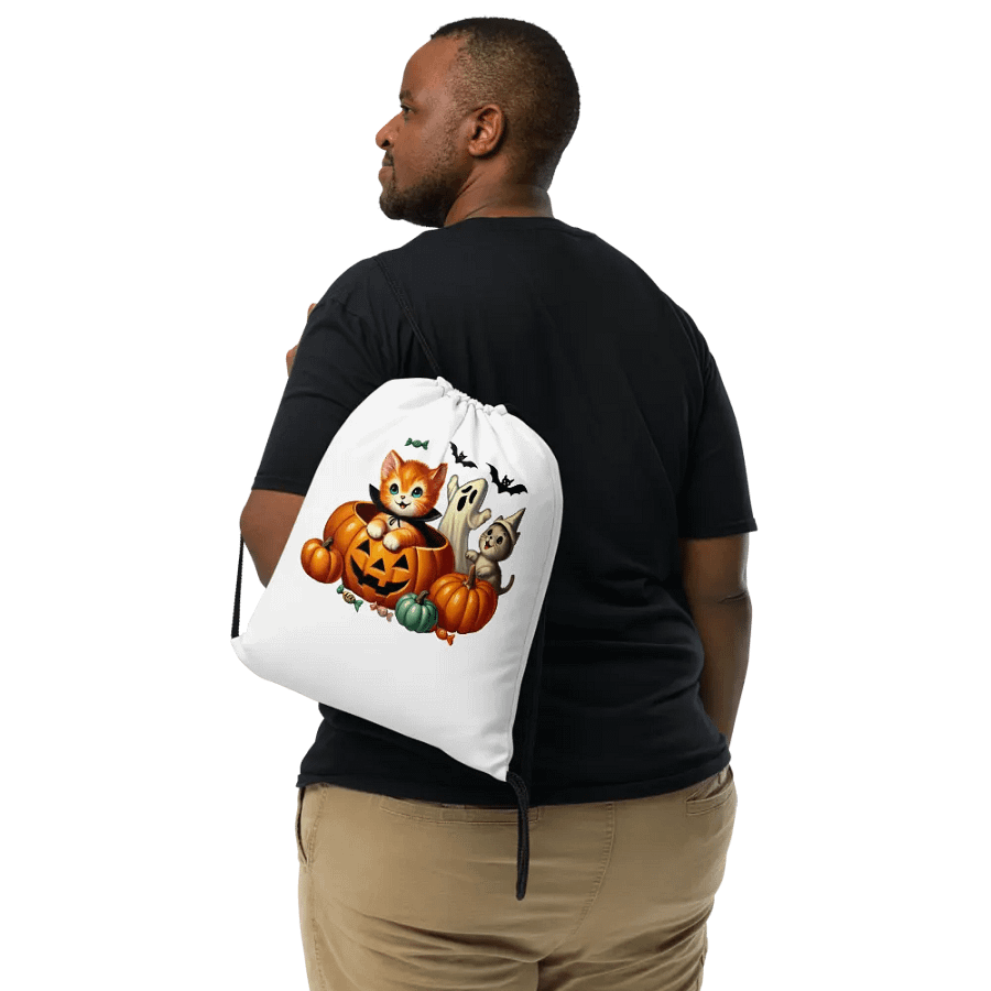 Kittens and Ghost Drawstring Bag product image (6)