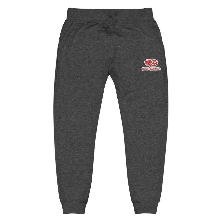 BUSY-BRAINED (red bubble design) embroidered fleece joggers product image (2)