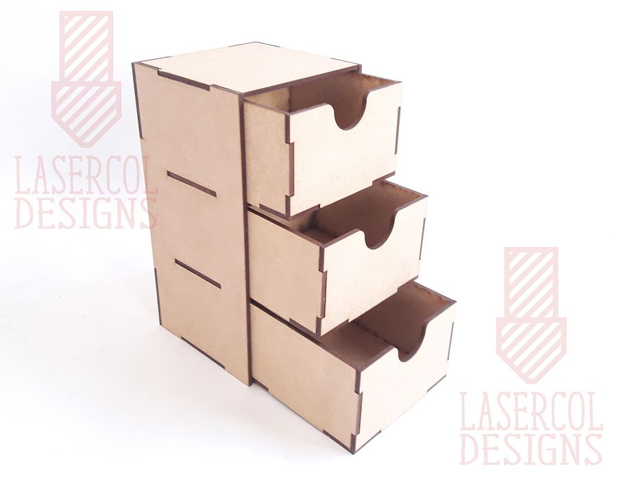 Three Drawers Desk Organizer - Laser Cut Files product image (7)