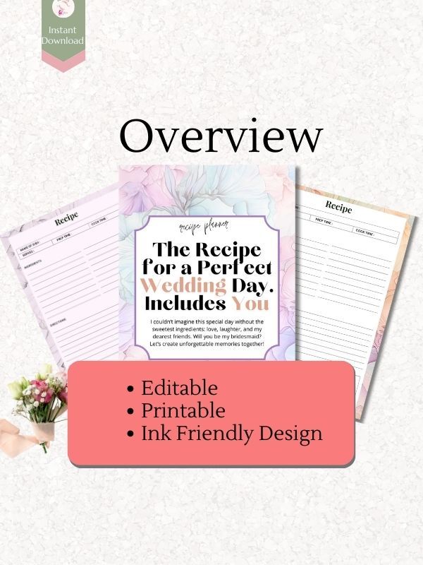 Bridesmaid Wedding Recipe Planner PLR product image (1)