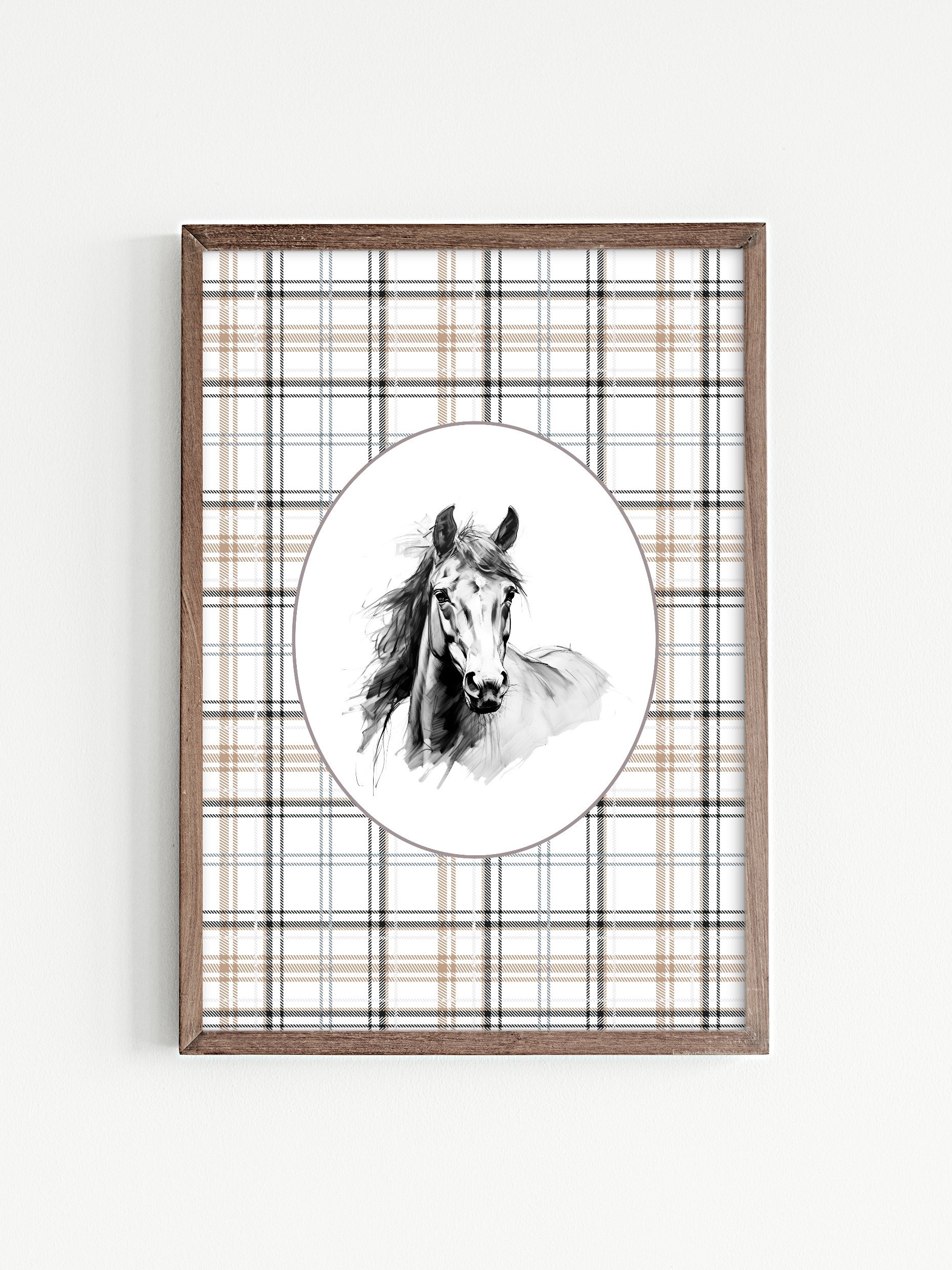 Rustic Plaid Horse Sketch - Country Charm product image (1)