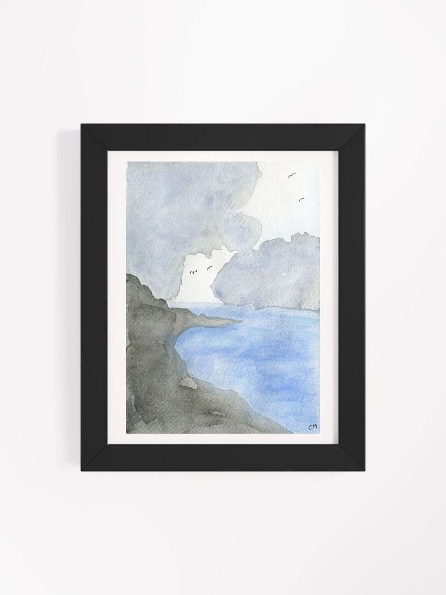 A View of Coastline: Watercolor Landscape Framed Poster product image (4)