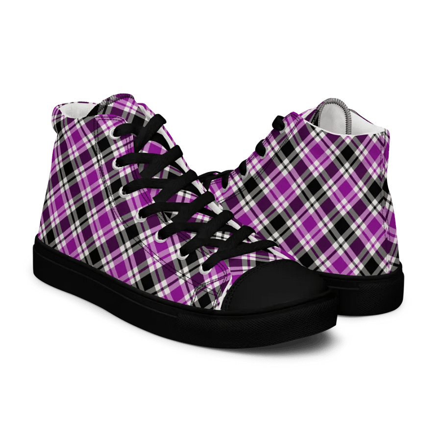 Purple, Black, & White Plaid Men's High Top Shoes product image (7)