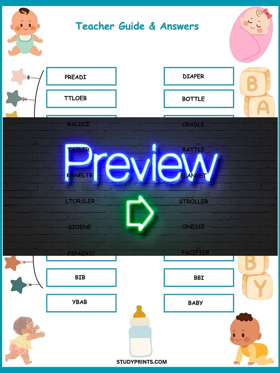 Baby Word Scramble Worksheet product image (3)