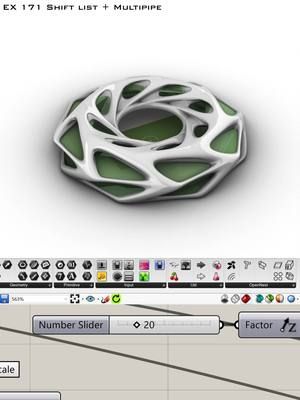 Grasshopper - EX 171 - Shift list + Multipipe #architectureschool #parametricarchitecture #grasshopper3d #modeling #rhino #architecturetiktok #architecturemodel #architecturedesign #zahahadid #architecturestudentlife #rendering #grasshopper #architecture #render #design #parametricdesign #architecturestudent #architect #model #models