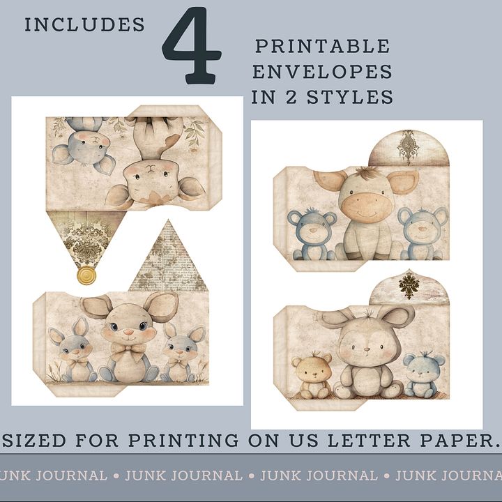Nursery Animals - Printable Envelopes V8 product image (2)