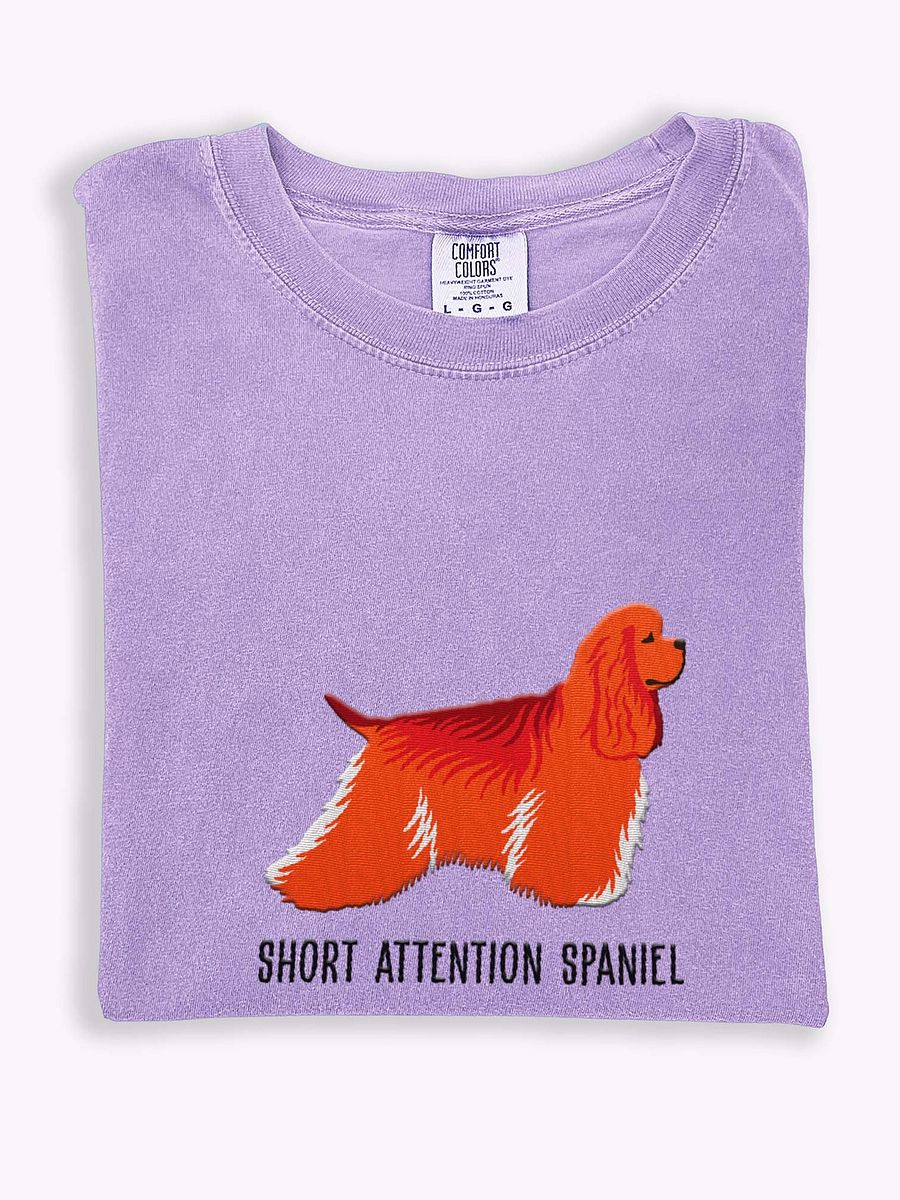 Short Attention Spaniel T-Shirt(Embroidered) of an American Cocker Spaniel(Red) product image (1)