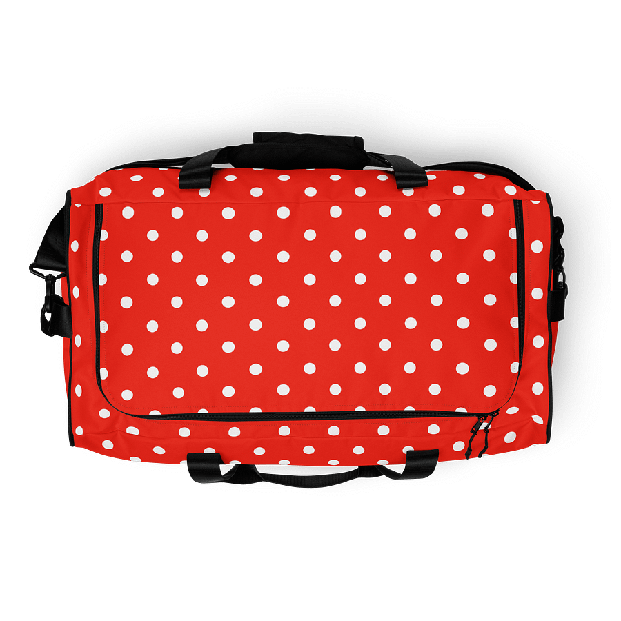 White Polka Dots on Red Duffle Bag product image (9)