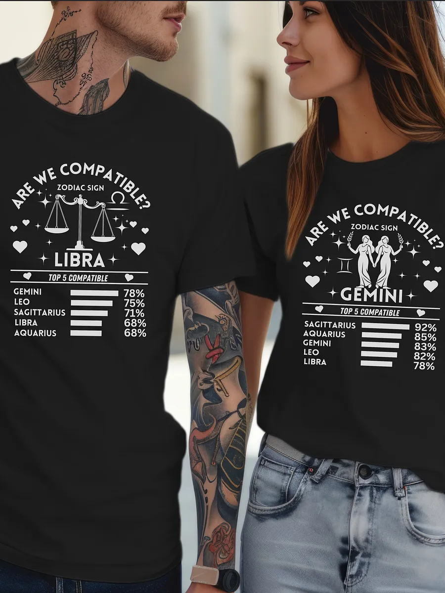 Libra Zodiac Sign Romantic Compatibility T-Shirt - Dark Comfort Colors 1717 product image (2)