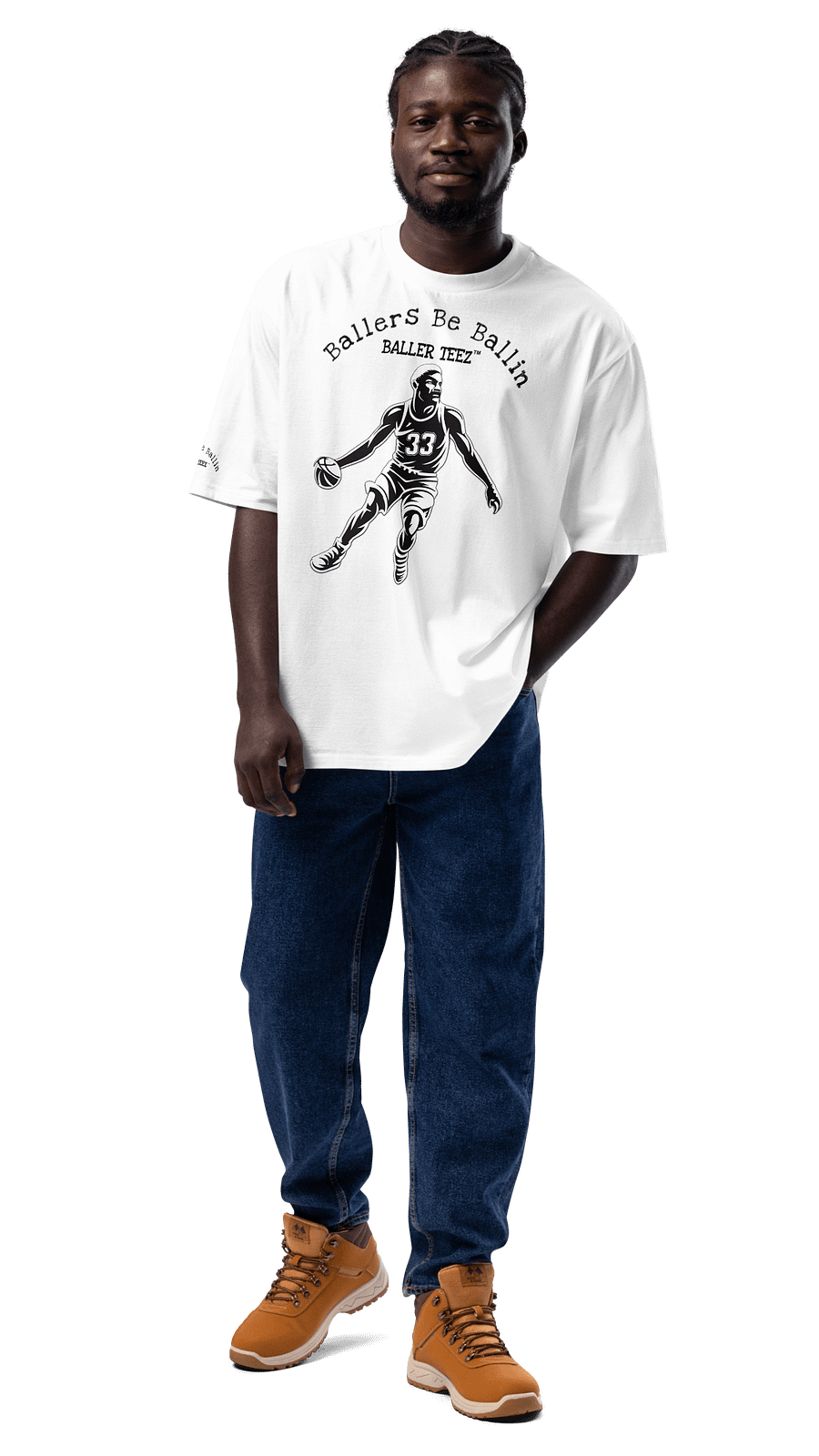 Baller Teez Oversized White Heavyweight Tee product image (3)