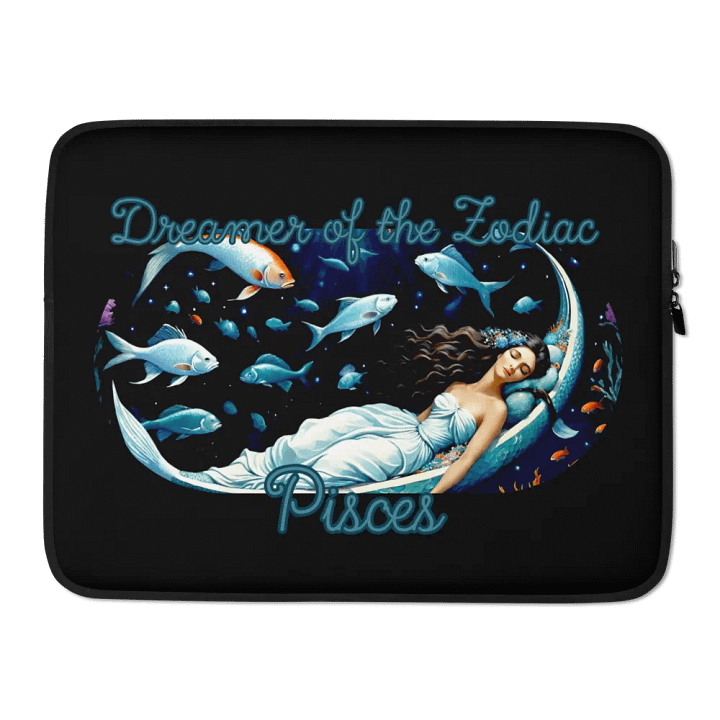 Pisces, Dreamers of the Zodiac, Black Laptop Sleeve product image (2)