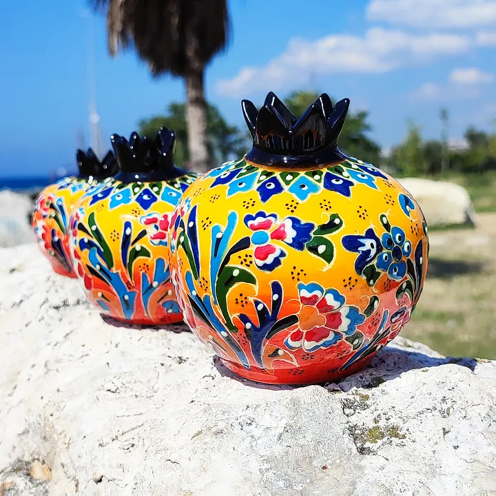 Infuse Your Home with the Vibrancy of Turkish Art – Ceramic Pomegranate Set — handmade pottery, handmade ceramic, home decor, handmade gift product image (1)