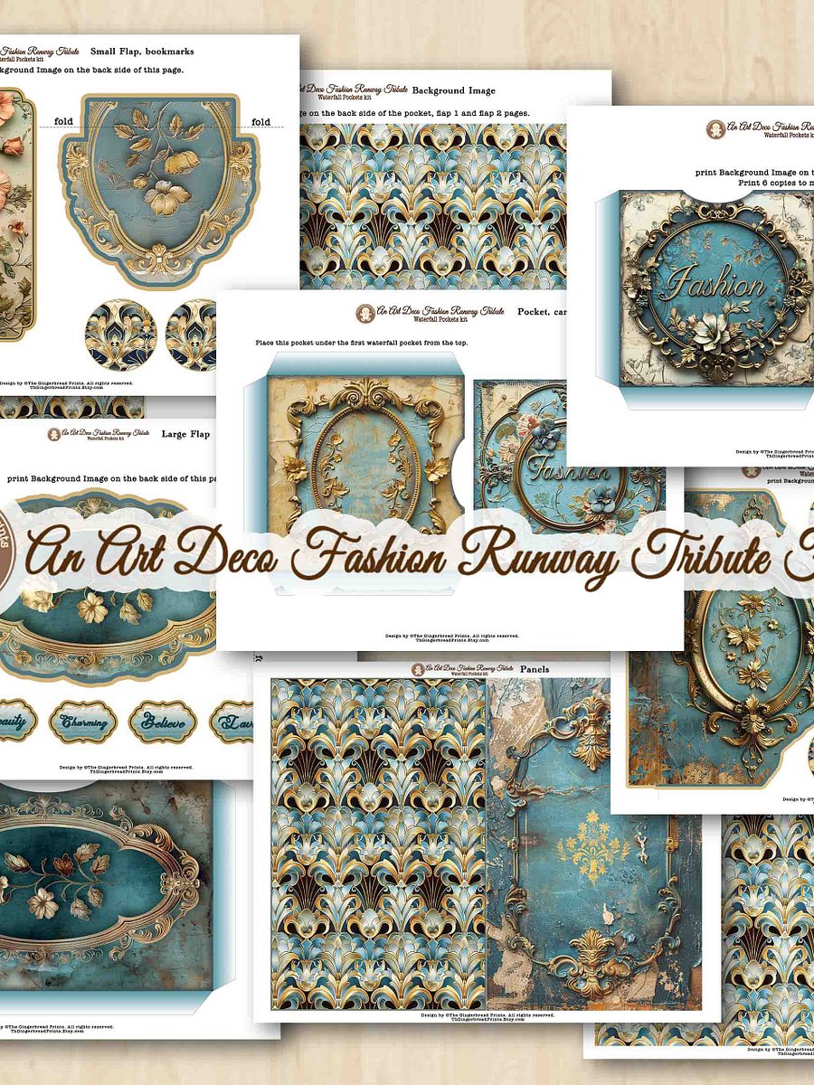 An Art Deco Fashion Runway Tribute Waterfall Folio Digital Kit product image (8)