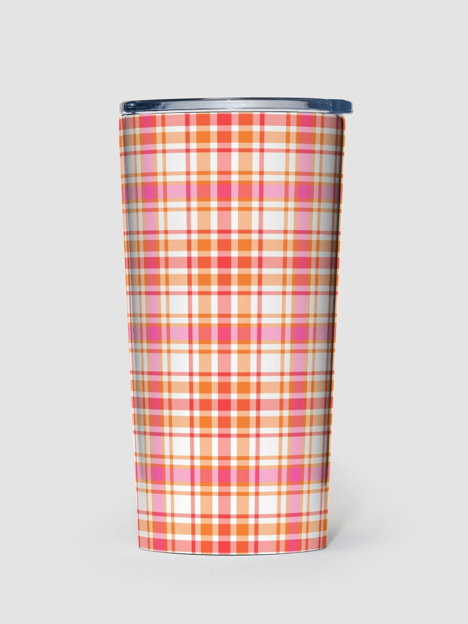 Orange and Hot Pink Plaid Travel Tumbler product image (2)