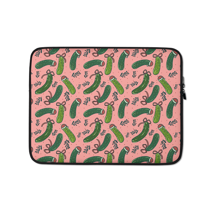 Christmas Dill Pickles Pattern Laptop Sleeve, Pink product image (1)