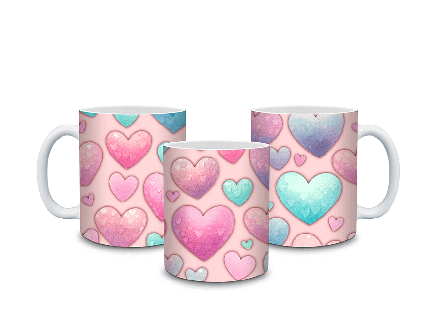 (Pink) Colorful Hearts 11oz Coffee Mug – Cute and Romantic Love-Themed Ceramic Cup – Perfect for Valentine's Day, Anniversaries, or Daily Use product image (4)